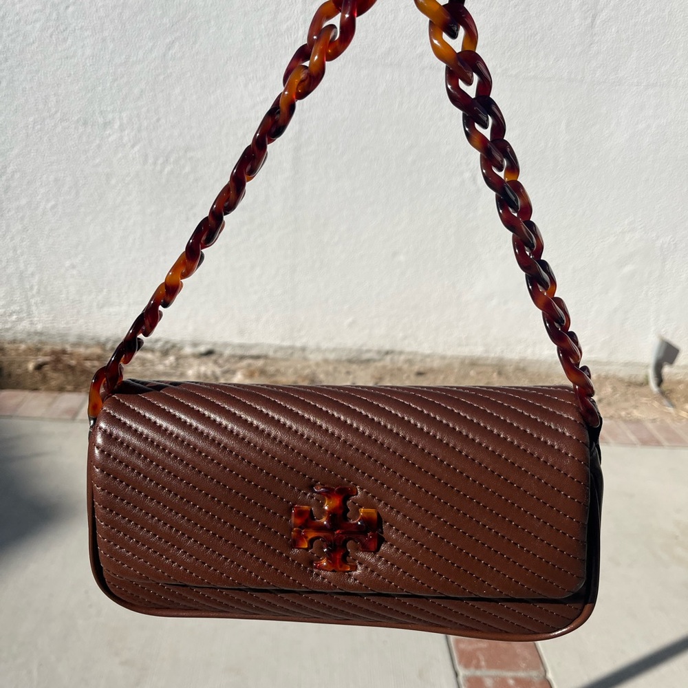 Tory Burch Kira Moto ~ Quilted Shoulder Bag with Tortoiseshell Chain
